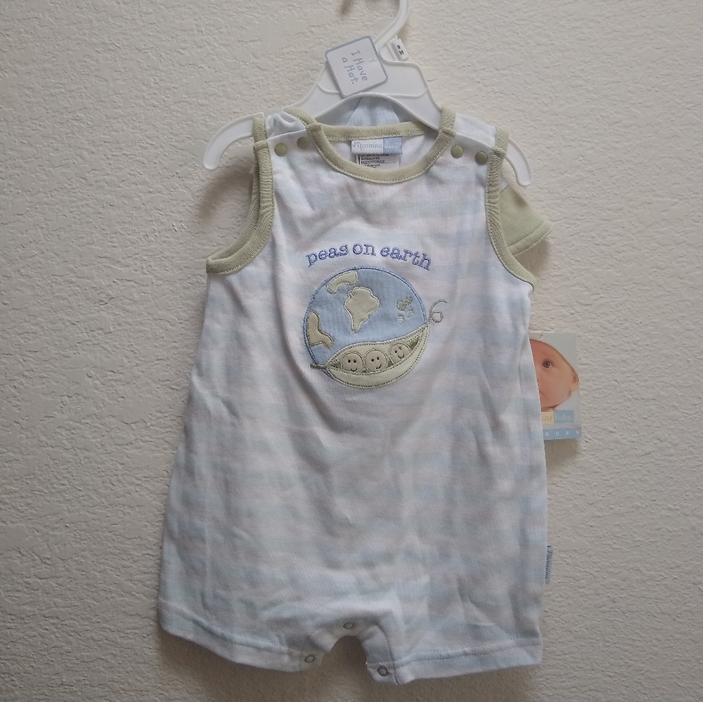 Vitamins Baby Peas On Earth Romper and Hat Set 9 Months